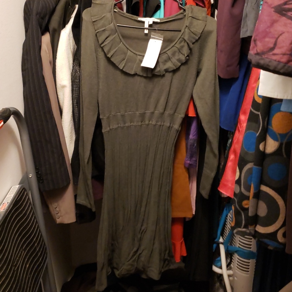 Olive green sweater dress